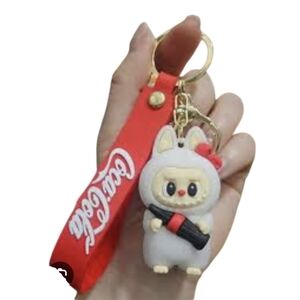 #B7 Cute Labubu  Keychain with Red Strap